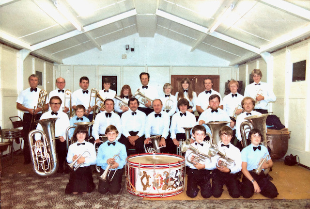 The band in the newly opened band hall September 1982.